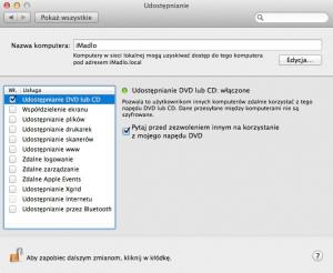 Udostępnianie - preferencje OS X